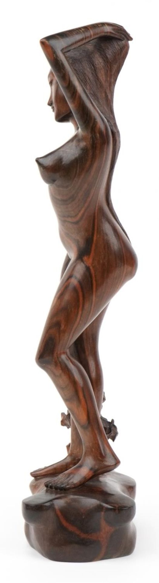 Thai tribal interest rosewood carving of a standing nude female, 52.5cm high - Image 6 of 14