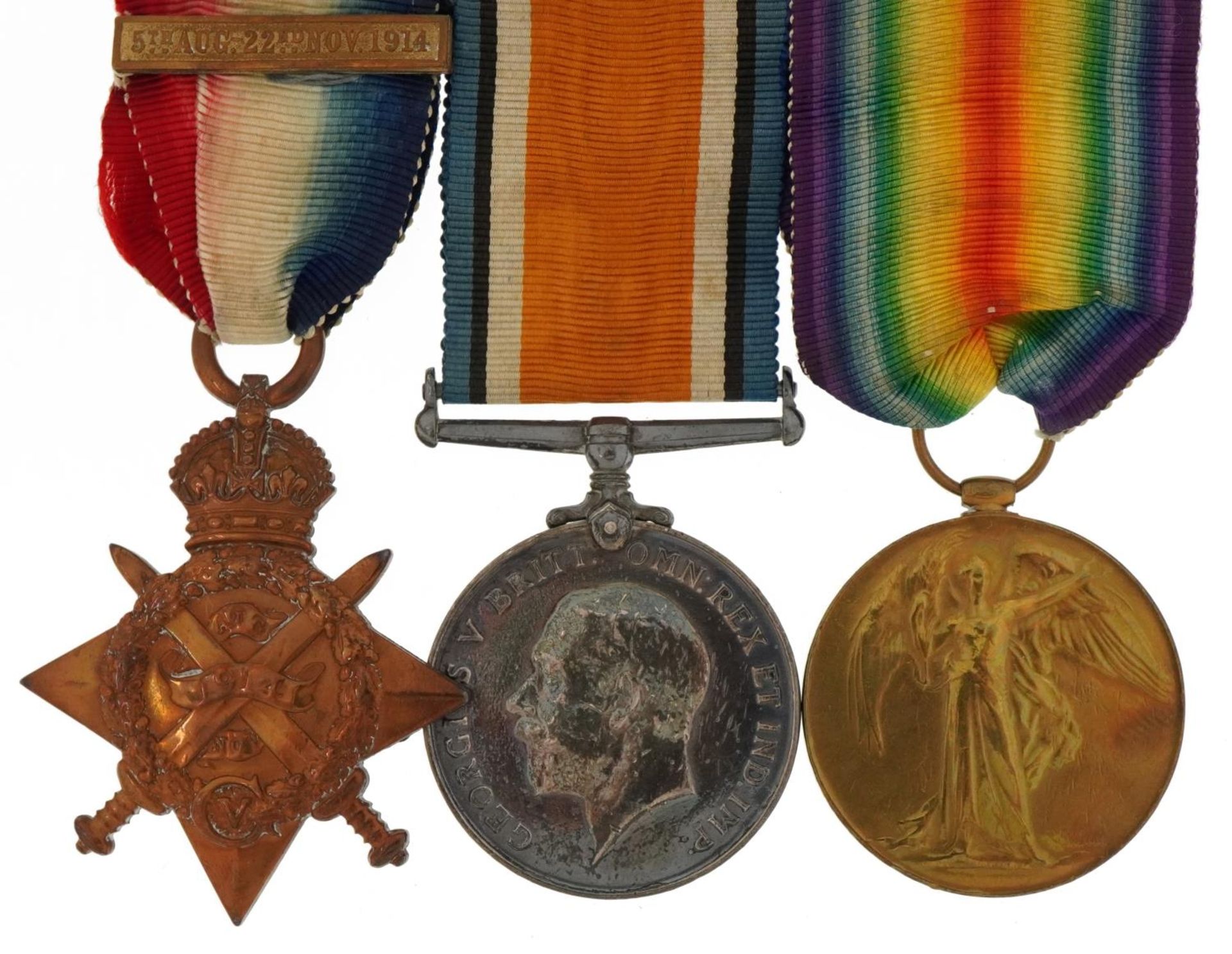 British military World War I trio with Mons star and 5th Aug-22nd Nov 1914 bar awarded to 784PTE.L.