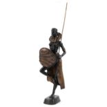 Large patinated study of a semi nude African tribeswoman, 83cm high