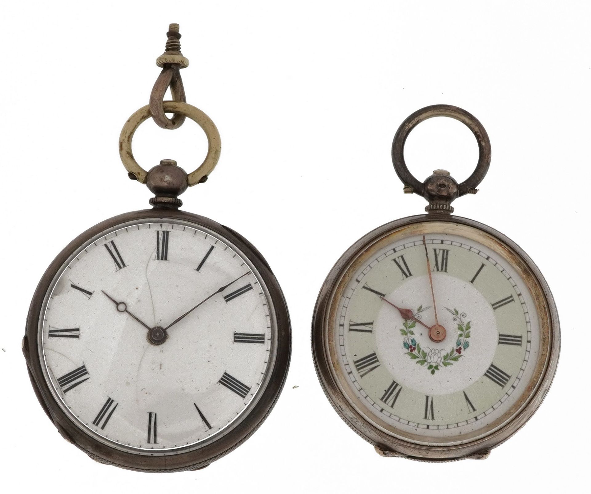 Two ladies pocket watches including an 800 grade silver example with enamelled floral dial, the