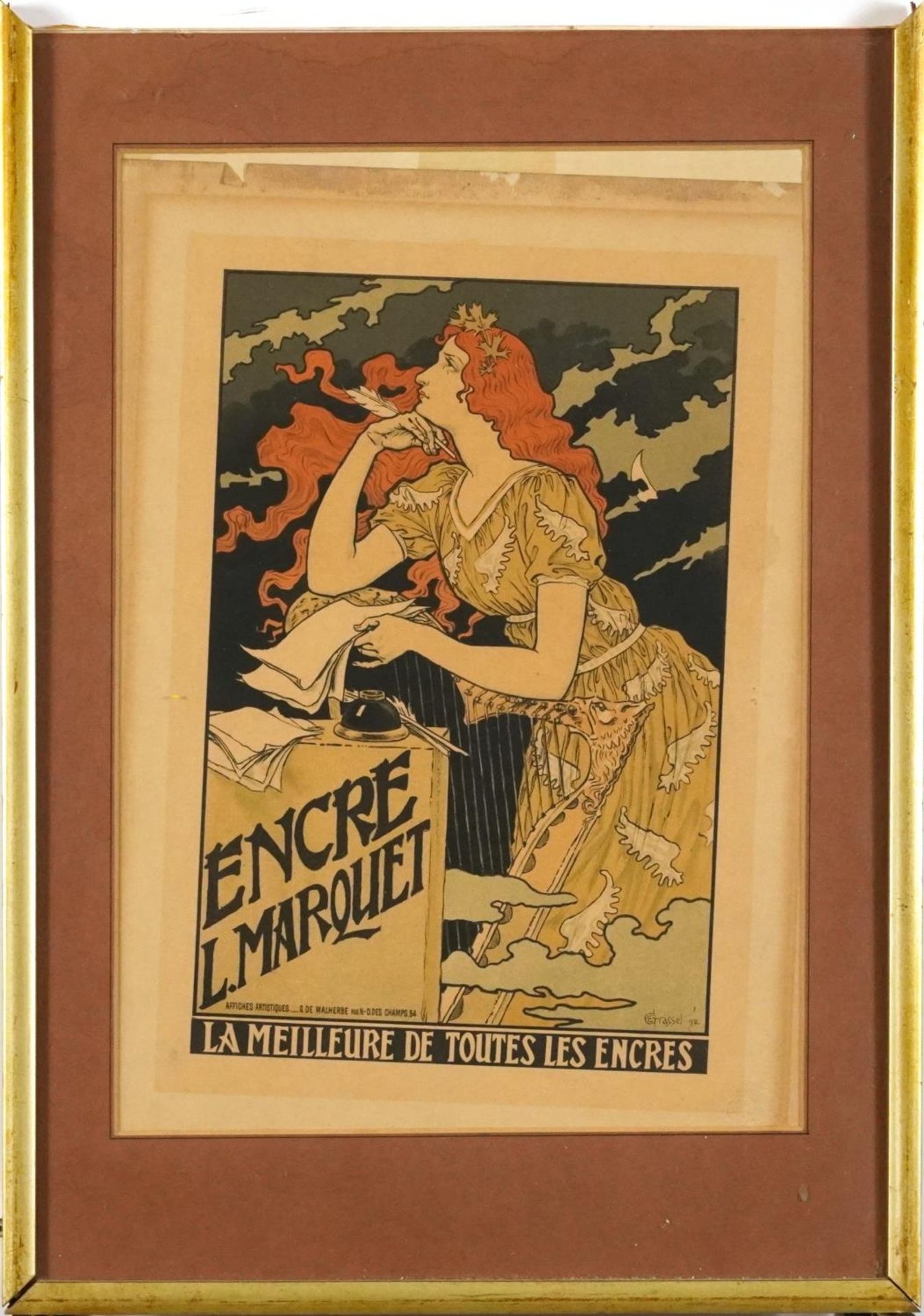 After Eugene Grasset - Encre L Marquet, French Art Nouveau lithograph in colour, indistinctly - Image 4 of 10