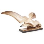 Art Deco style pottery sculpture in the form of a stylised gull, 74cm in length