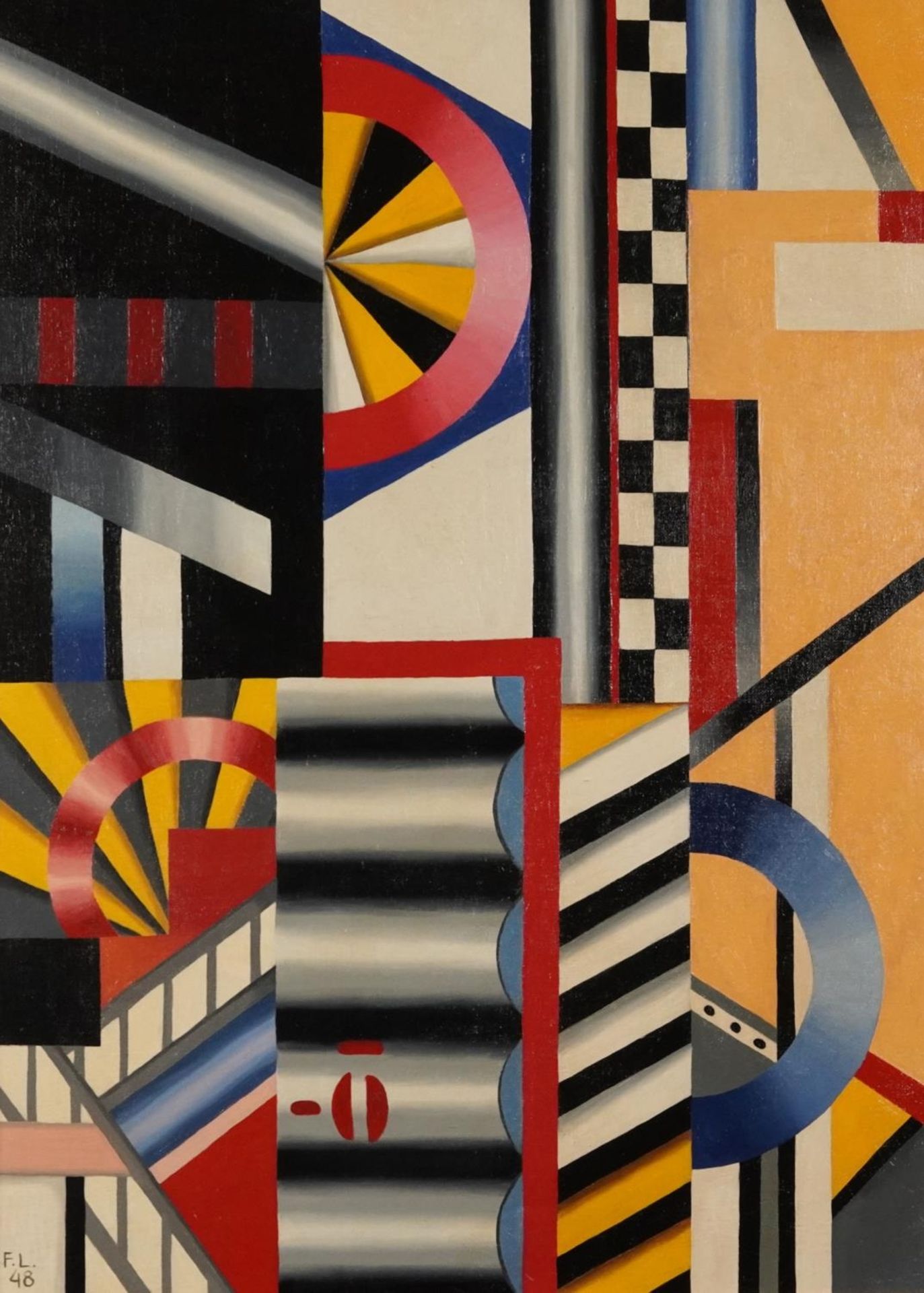 Manner of Fernand Leger - Mechanical Devices, French school oil on canvas, framed, 76cm x 54.5cm