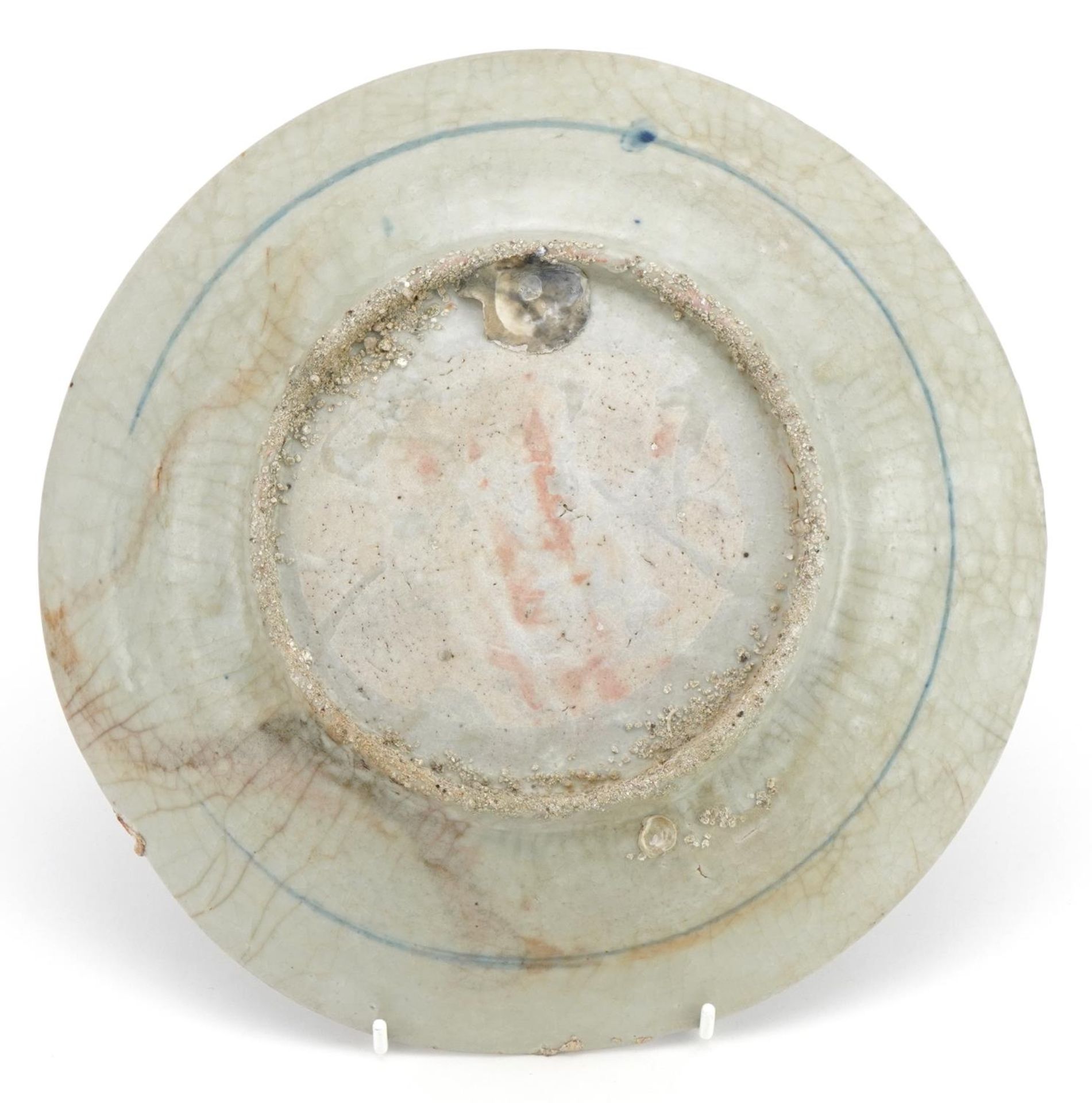 Chinese blue and white porcelain Binh Thuan wreck shallow dish hand painted with crane amongst - Image 3 of 3