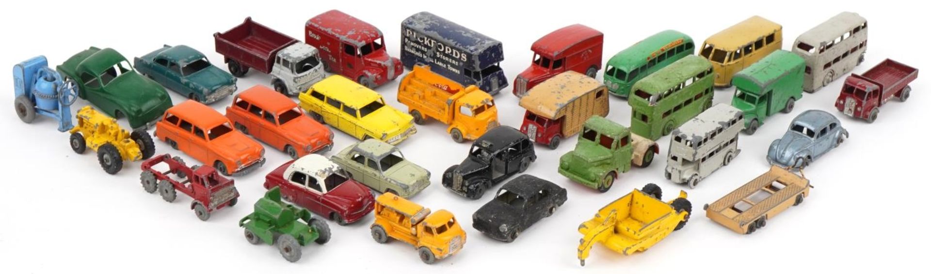 Vintage diecast vehicles including Lesney, Bedford 7.5 ton tipper, Pickford removal van and Marshall