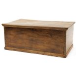 Antique pine blanket box with hinged lid, 35cm H x 86cm W x 51cm D