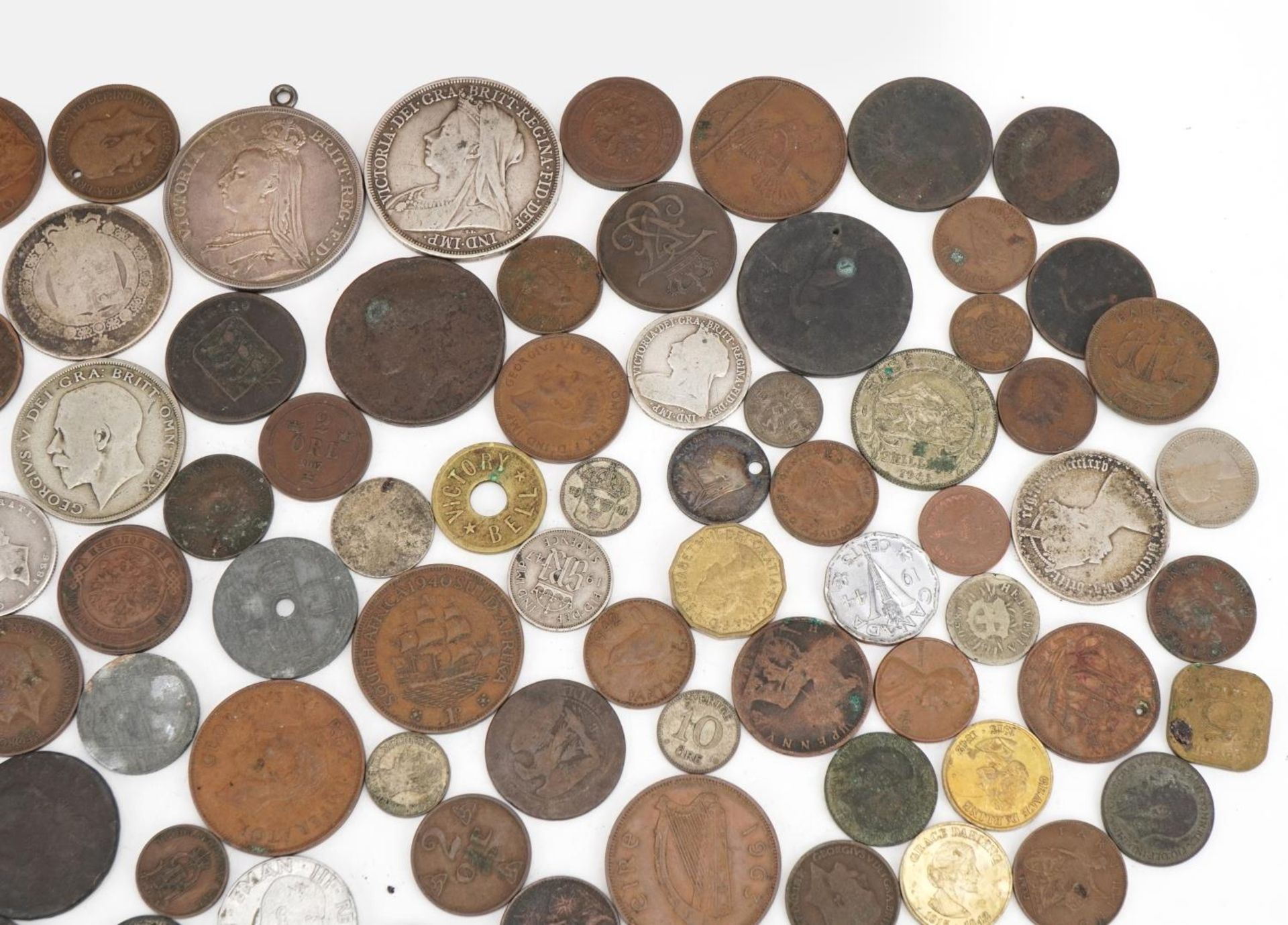 Early 19th century and later British and world coinage including two crowns, George IV half crown - Image 3 of 5