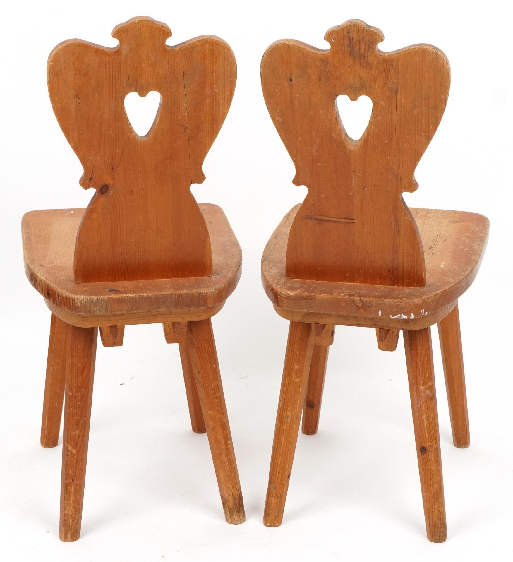 Pair of pine hall chairs, 83cm high - Bild 3 aus 3