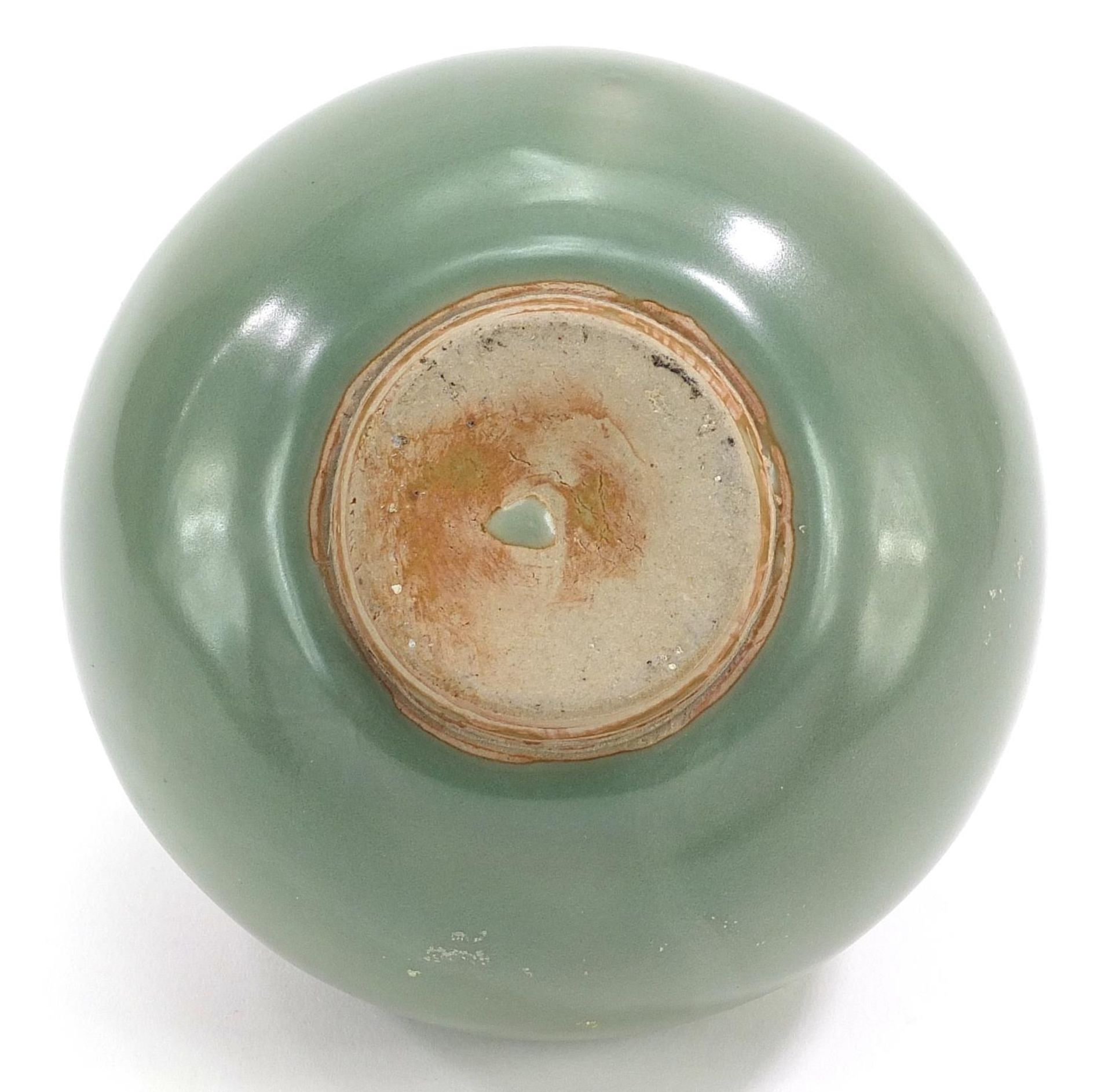 Chinese porcelain three handled jar having a celadon glaze, 10cm high - Image 3 of 3