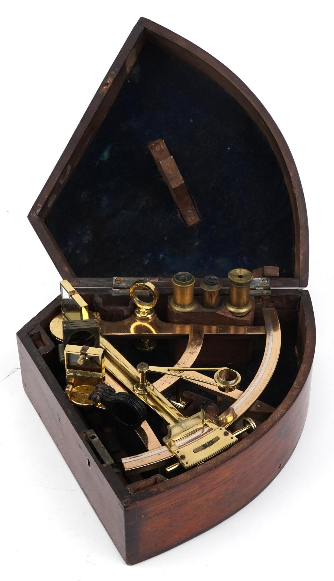 Mrs Janet Taylor & Co of Minories London, 19th century brass marine sextant housed in a fitted - Image 9 of 10