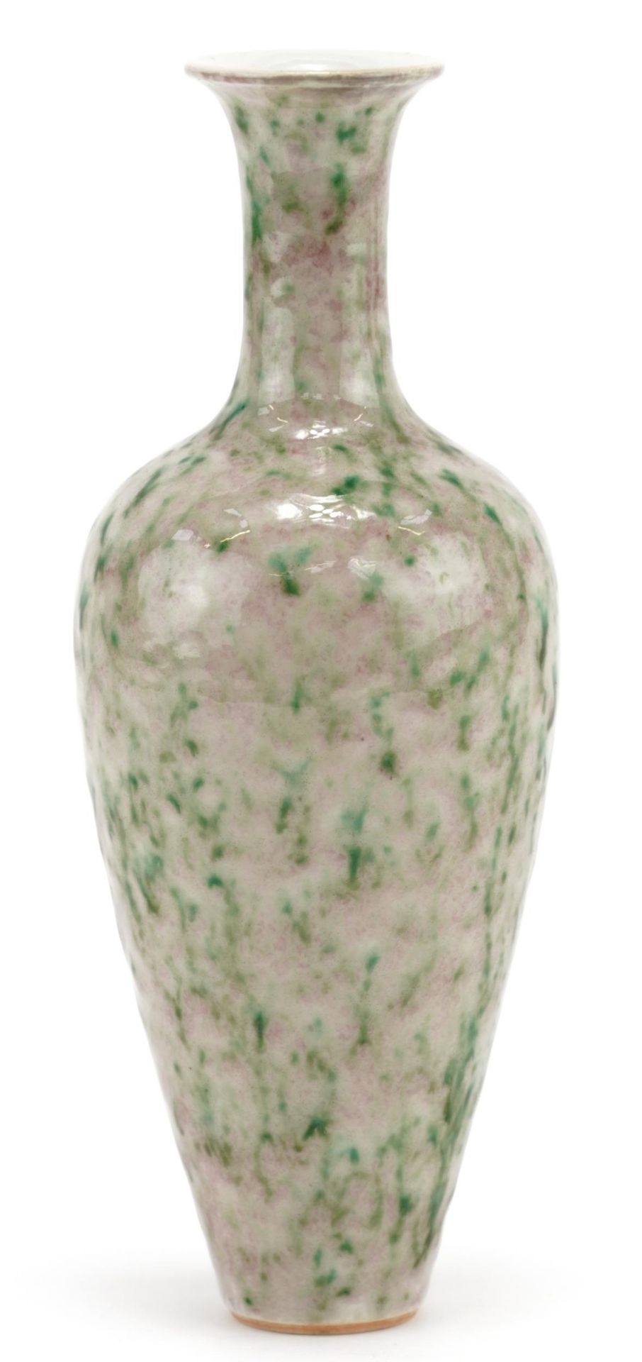 Chinese porcelain vase having a spotted green and red glaze, six figure character marks to the base - Image 3 of 8