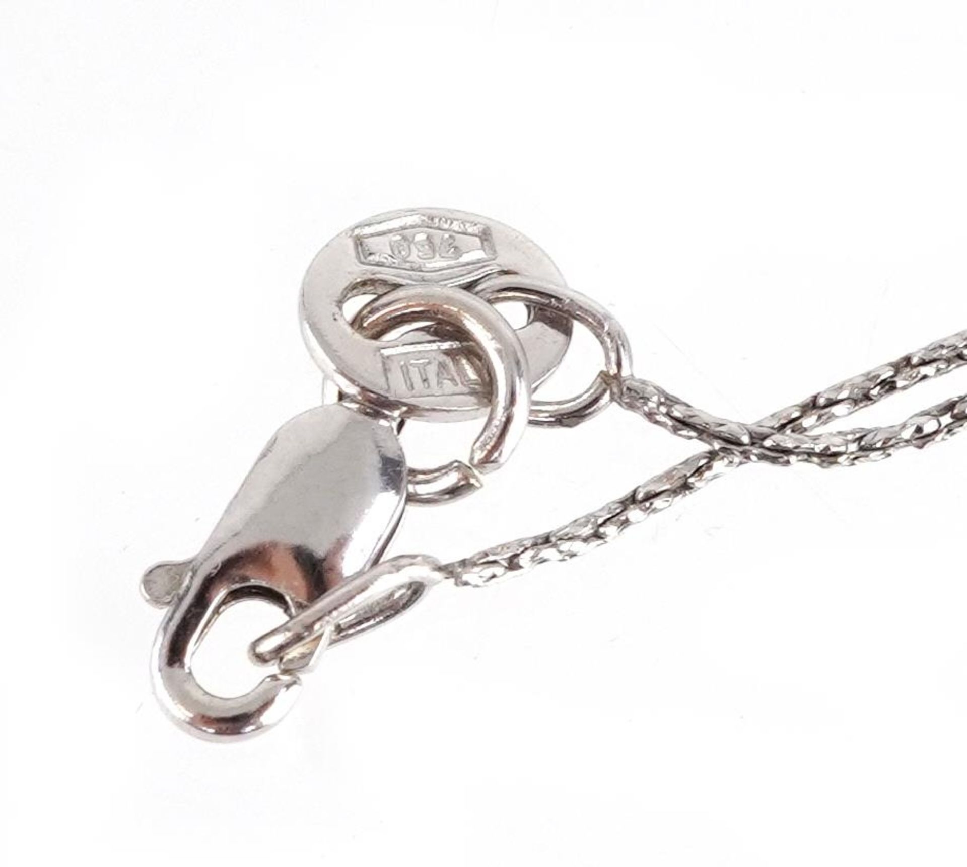 18ct white gold diamond line pendant set with seventeen diamonds on an 18ct white gold necklace, - Image 5 of 7