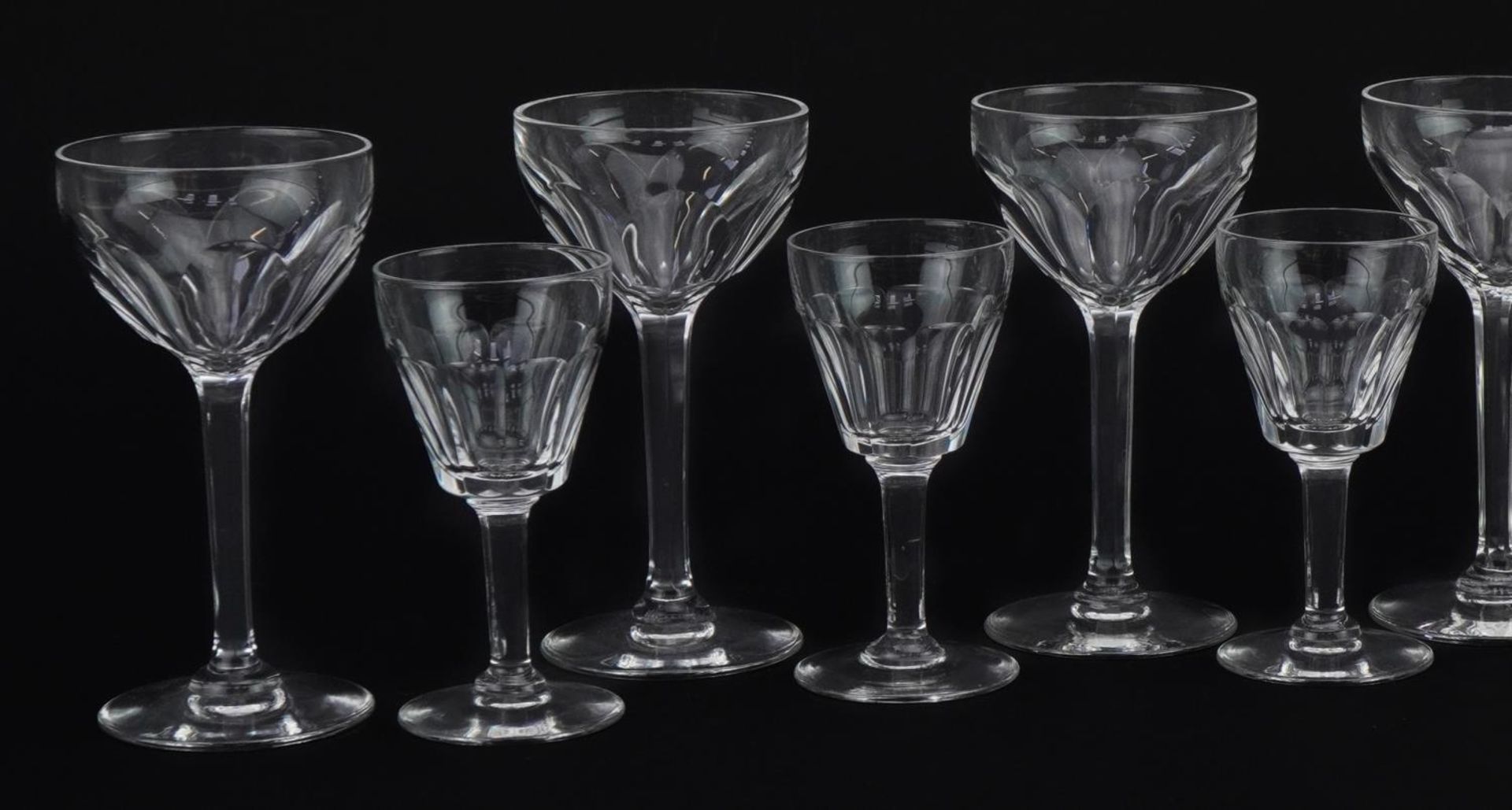 Two sets of six good quality cut glass glasses, the largest each 11cm high - Image 4 of 6