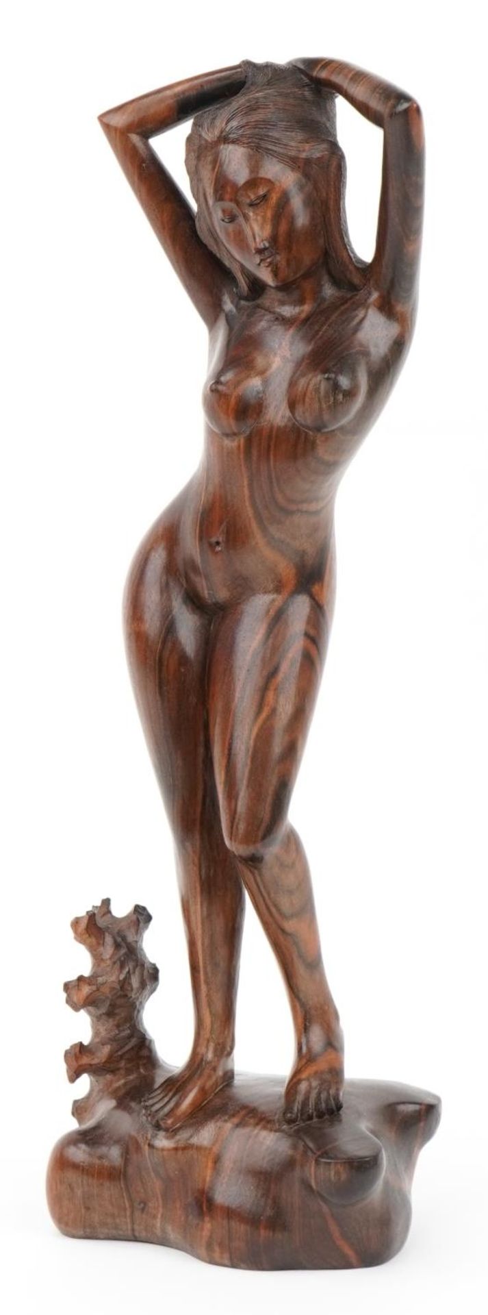 Thai tribal interest rosewood carving of a standing nude female, 52.5cm high - Image 2 of 14