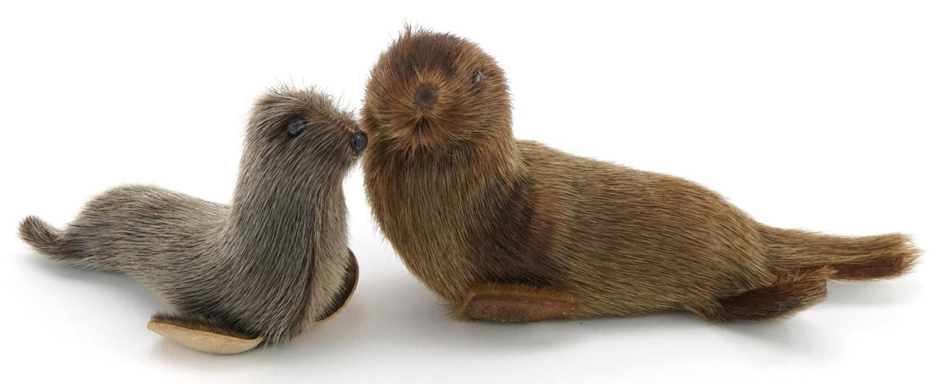 Two taxidermy interest otter and sealskin covered animals, 17cm in length - Image 2 of 6