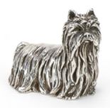 925 silver filled study of a Yorkshire Terrier, 7cm in length, 78.8g