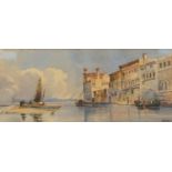 Continental harbour scene with boats, watercolour, indistinctly monogrammed, possibly L N N,
