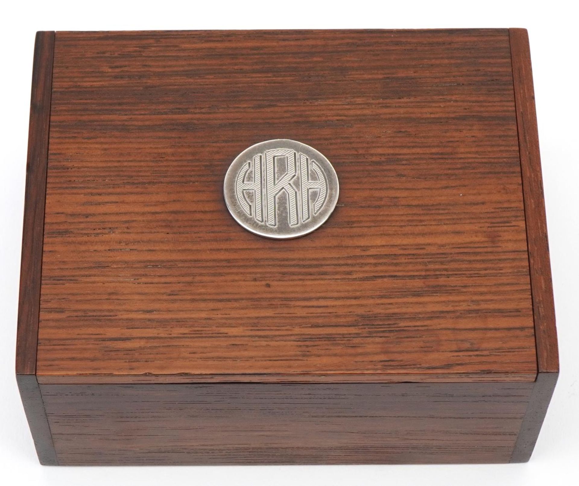 Hans Hansen, Danish rosewood and 925S silver dice table lighter and cigar box, the largest 11cm wide - Image 4 of 10