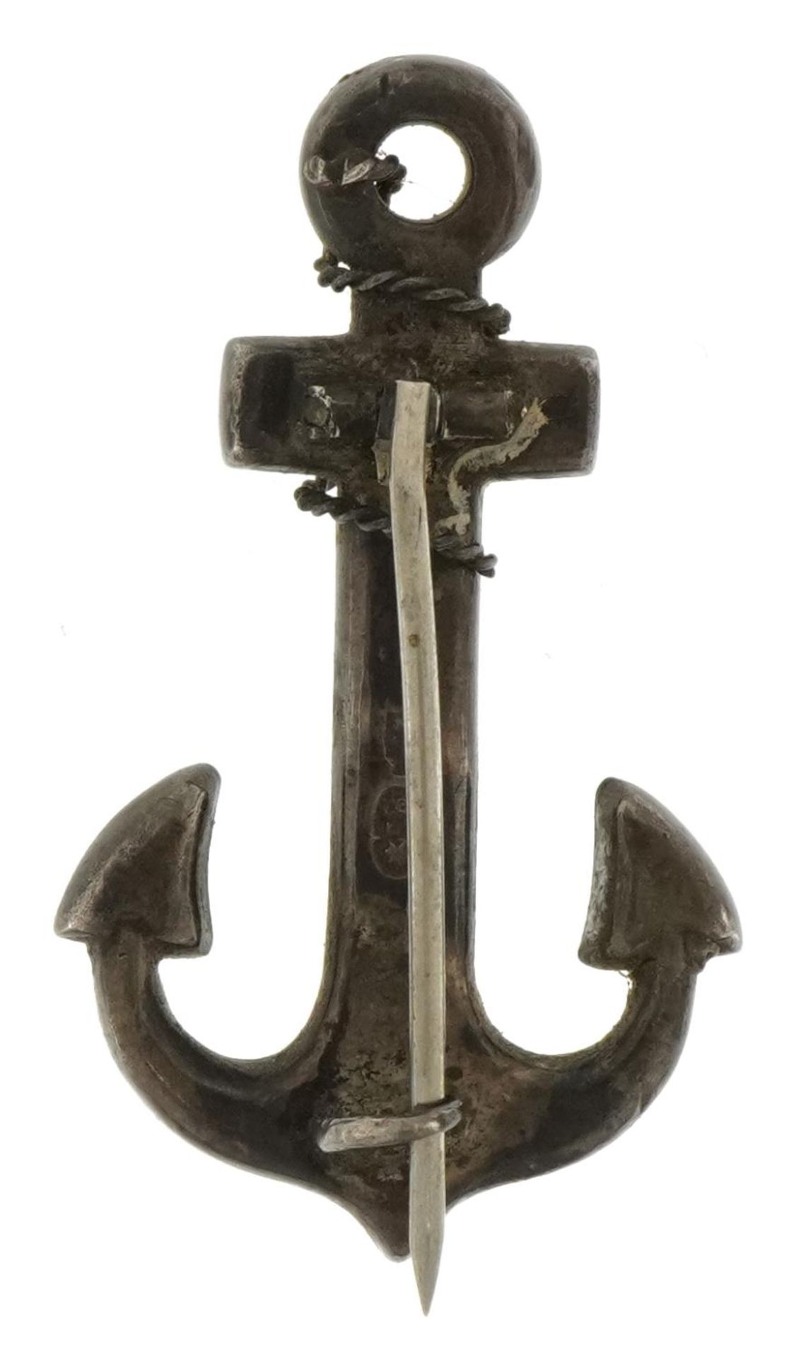 Russian silver niello work brooch in the form of an anchor, 4.0cm high, 4.0g - Bild 2 aus 4