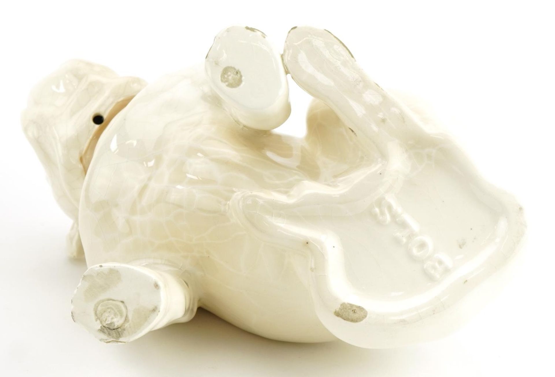 Bols crackle glaze pottery decanter in the form of a Bulldog, 22cm in length - Image 3 of 6