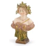 Royal Vienna, Austrian Art Nouveau porcelain bust of a maiden with floral garland, numbered 4592