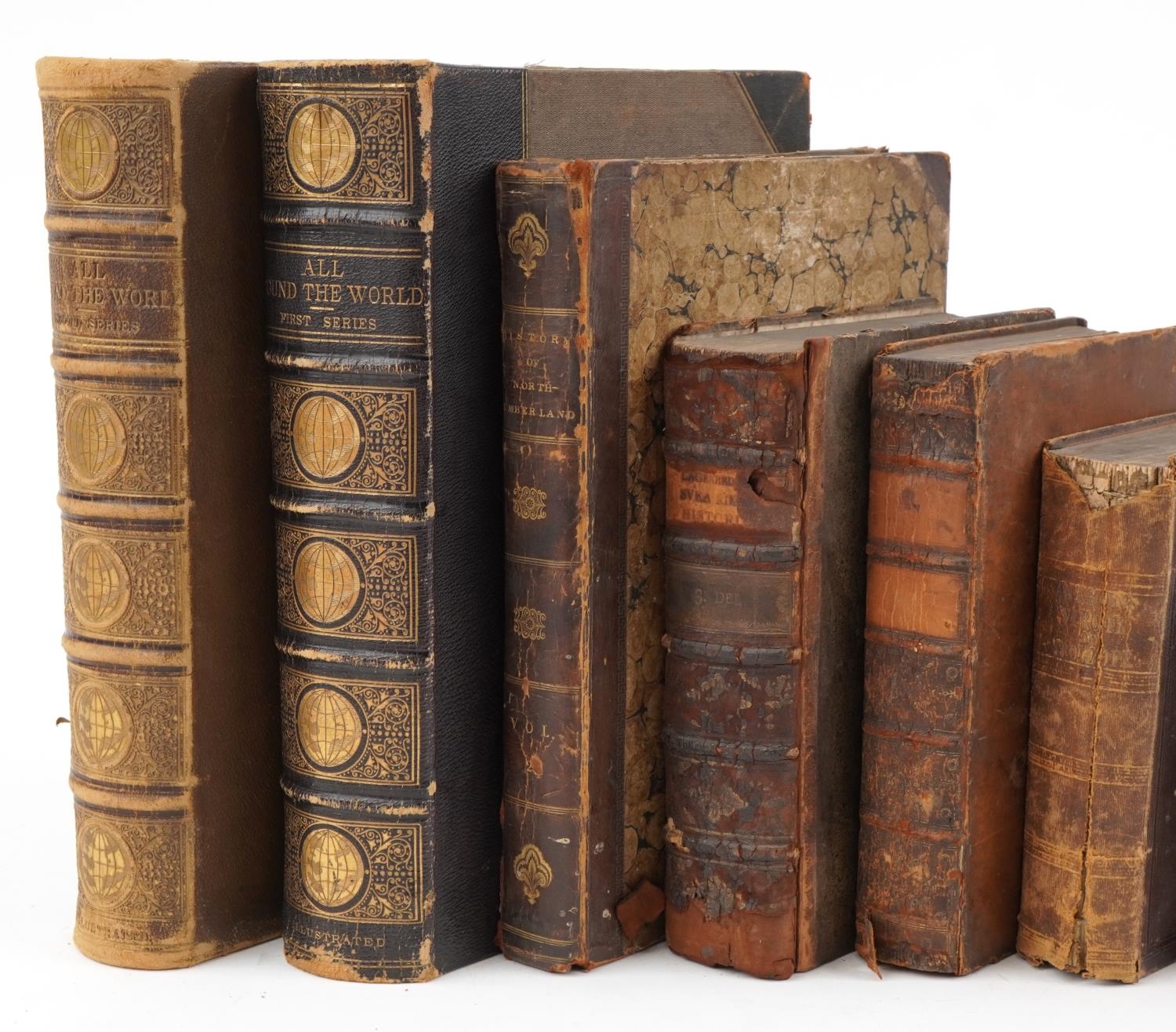 Eight antique hardback books including All Around the World by W F Ainsworth, volumes 1 and 2, - Image 2 of 4