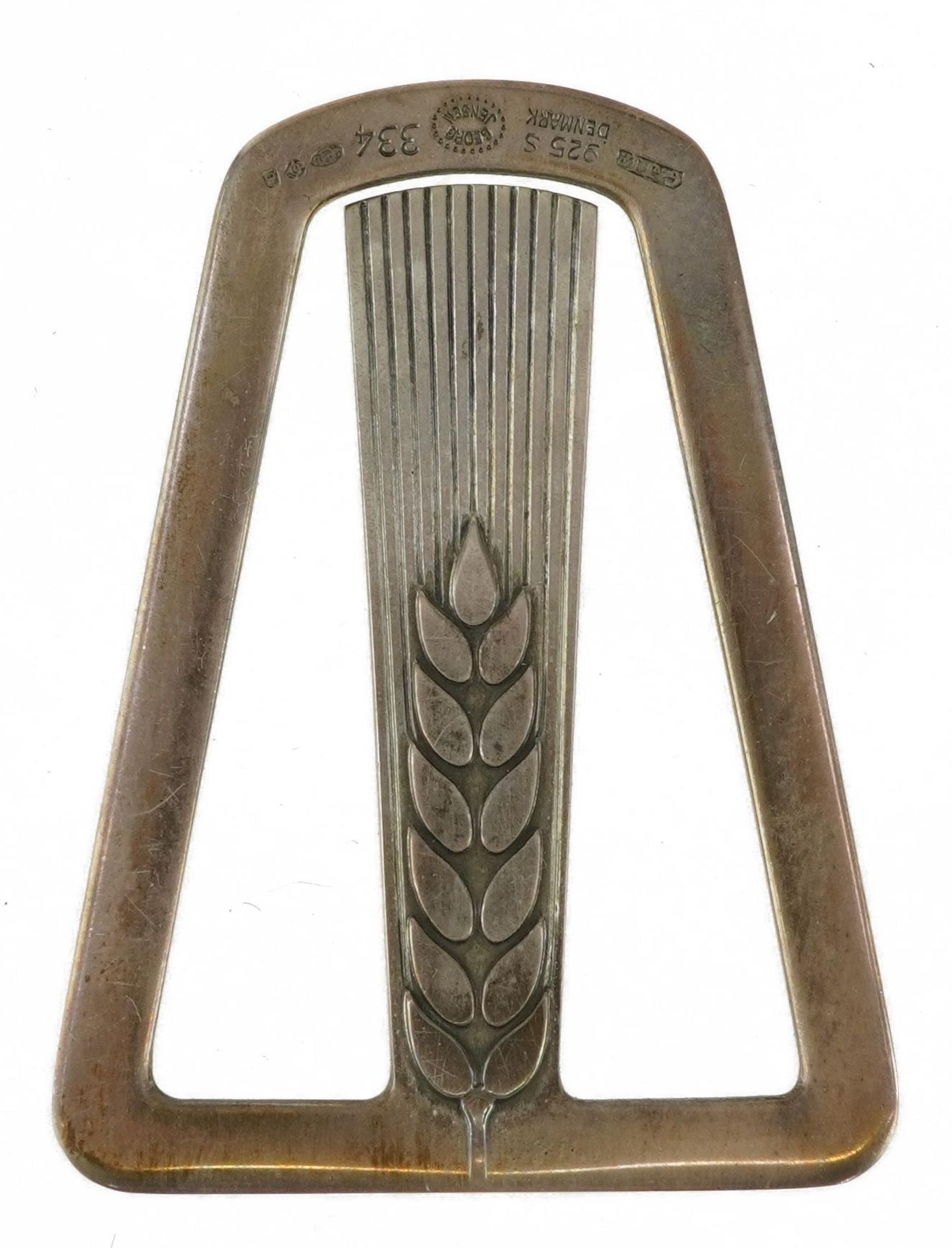 Arno Malinowski for Georg Jensen, Danish 925S silver wheat motif money clip numbered 334 housed in a - Image 5 of 10