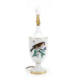 Richard Ginori, Italian porcelain lamp base decorated with a bird, overall 40.5cm high