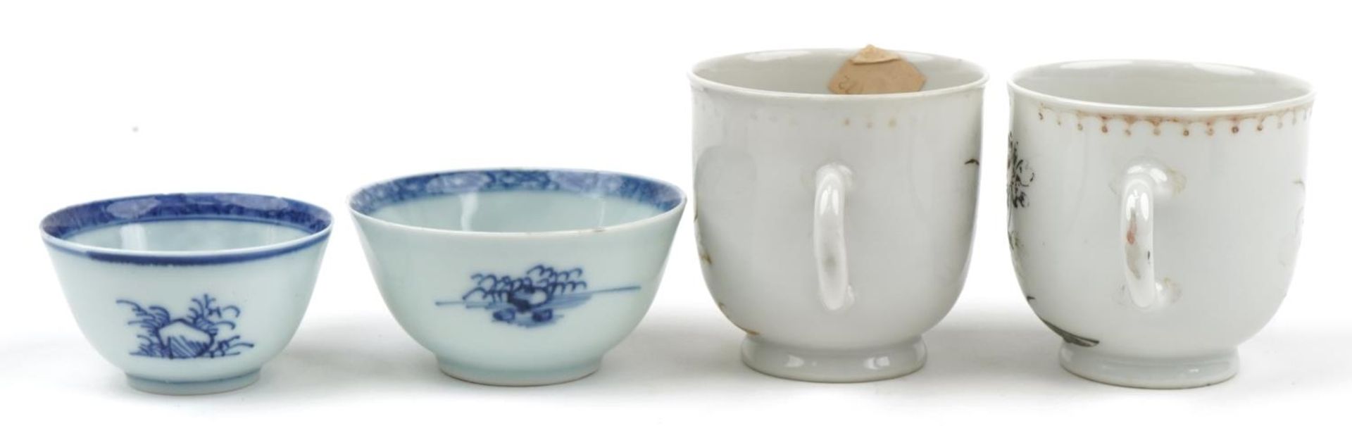 Chinese blue and white porcelain from the Nanking Cargo comprising two tea bowls with saucers and - Image 8 of 14