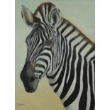 Clive Fredriksson - Study of a zebra, oil, mounted, framed and glazed, 61cm x 44cm excluding the