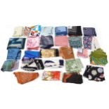 Collection of vintage silk scarves including Jacqmar and Jaeger