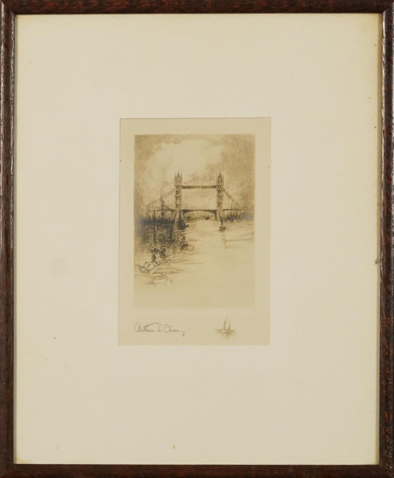 Arthur L Cherry - London Bridge and Shaftsbury Memorial Fountain, pair of pencil signed drypoint - Image 9 of 12