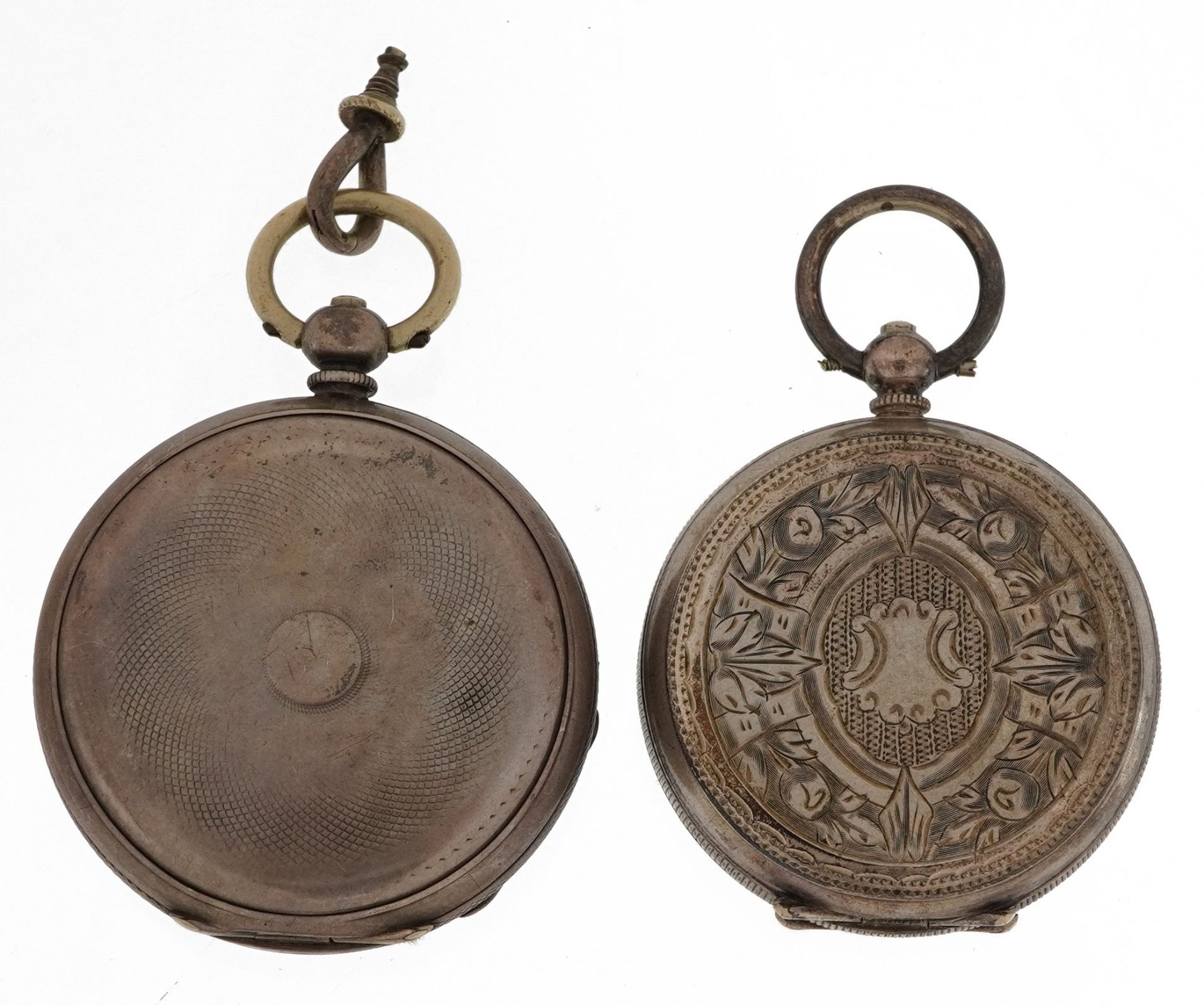 Two ladies pocket watches including an 800 grade silver example with enamelled floral dial, the - Bild 2 aus 4