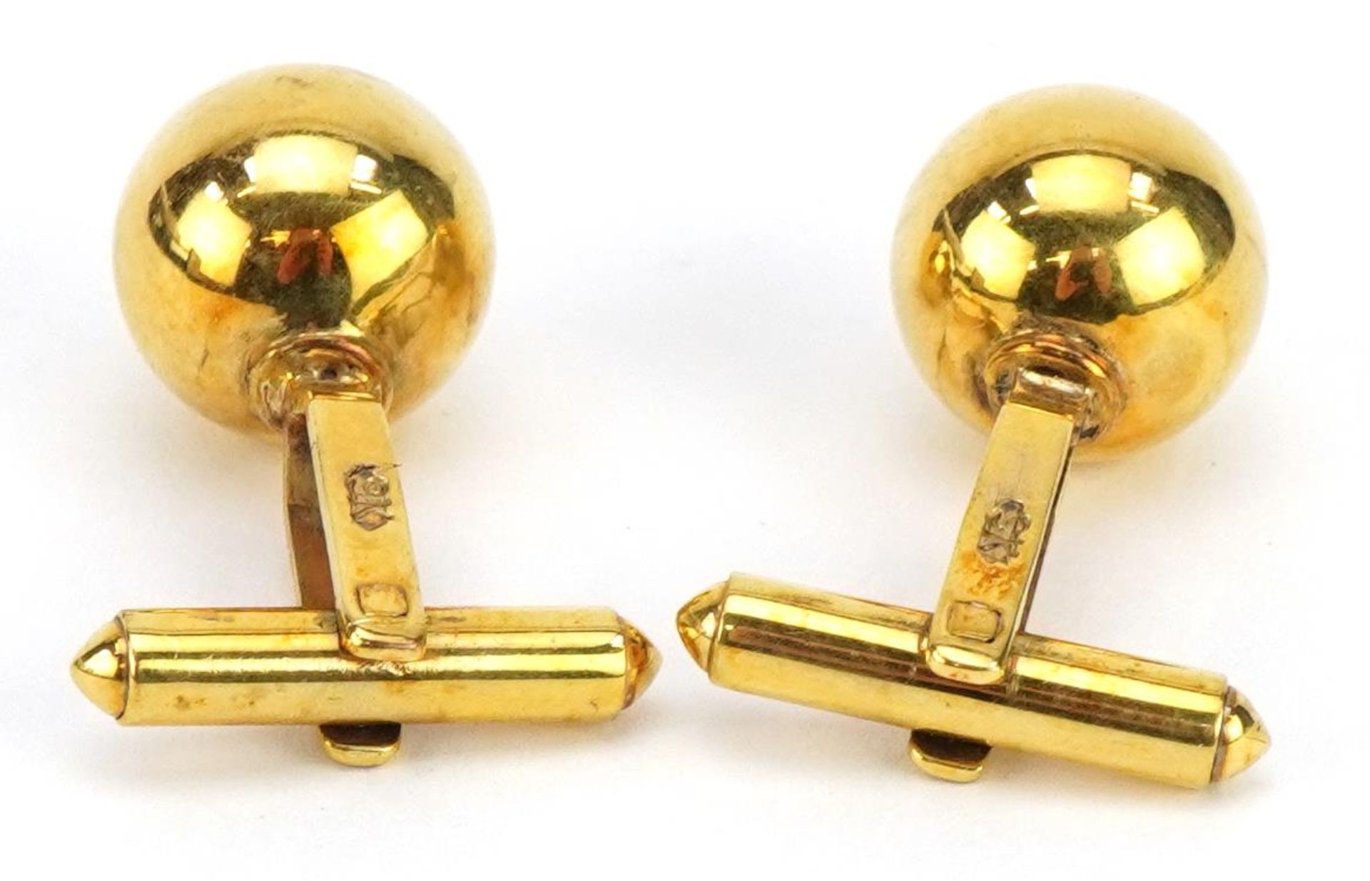 Pair of 9k gold ball cufflinks, 1.3cm in diameter, 9.5g - Bild 2 aus 4