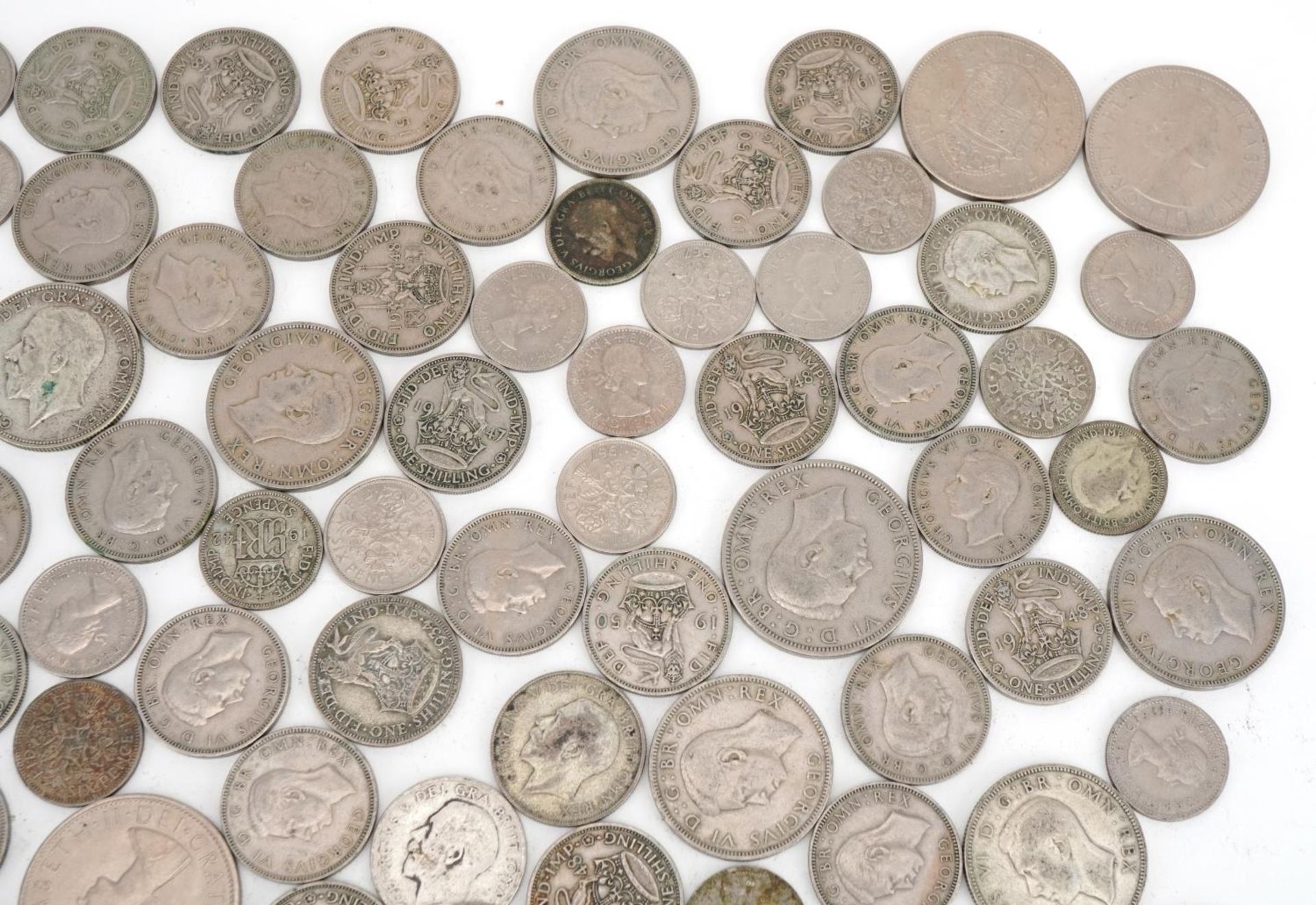 British pre decimal coinage, some pre 1947, including florins and sixpences - Image 3 of 5