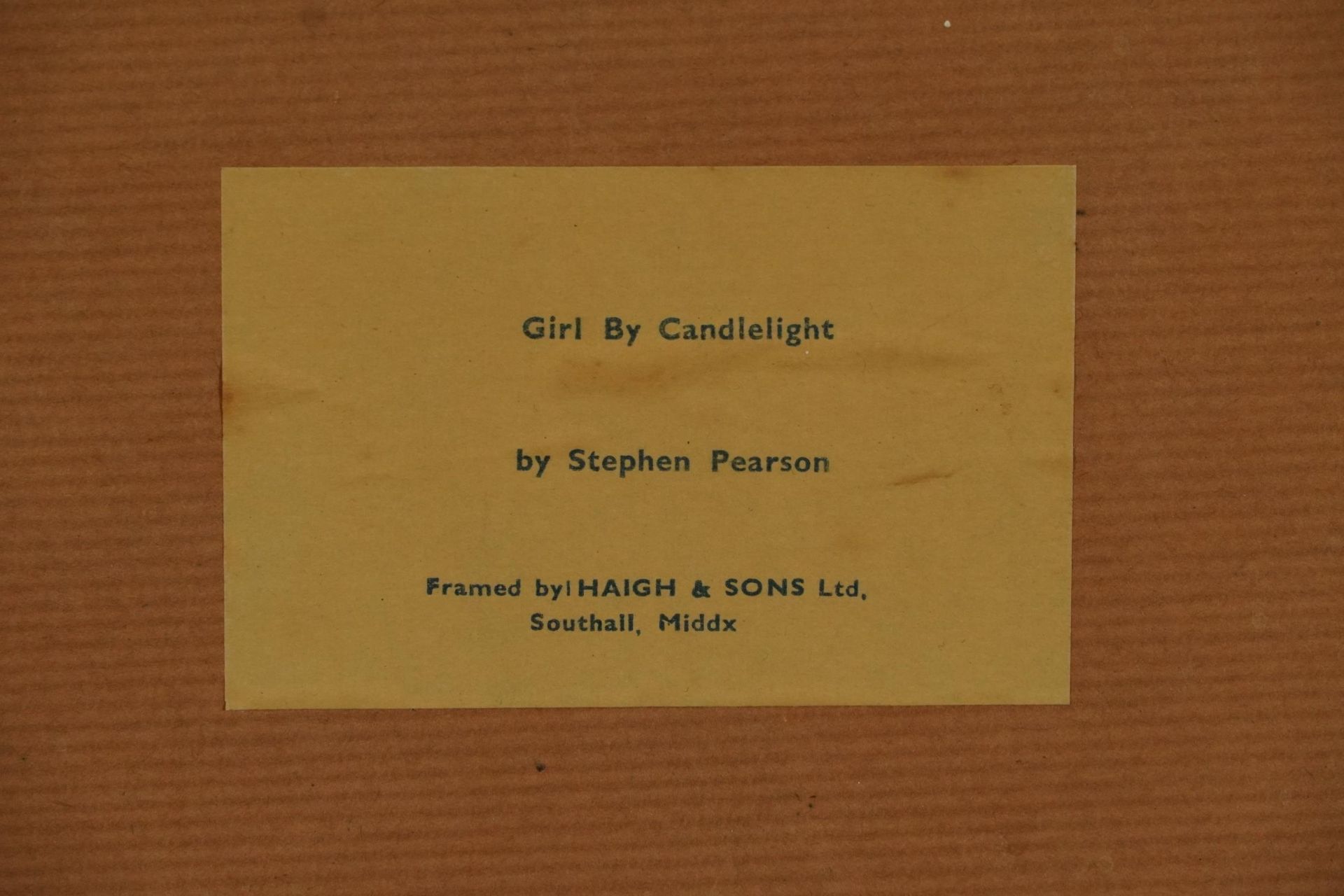 After Stephen Pearson - Girl by candlelight, 1960s print in colour, mounted and framed, 48cm x - Image 9 of 10