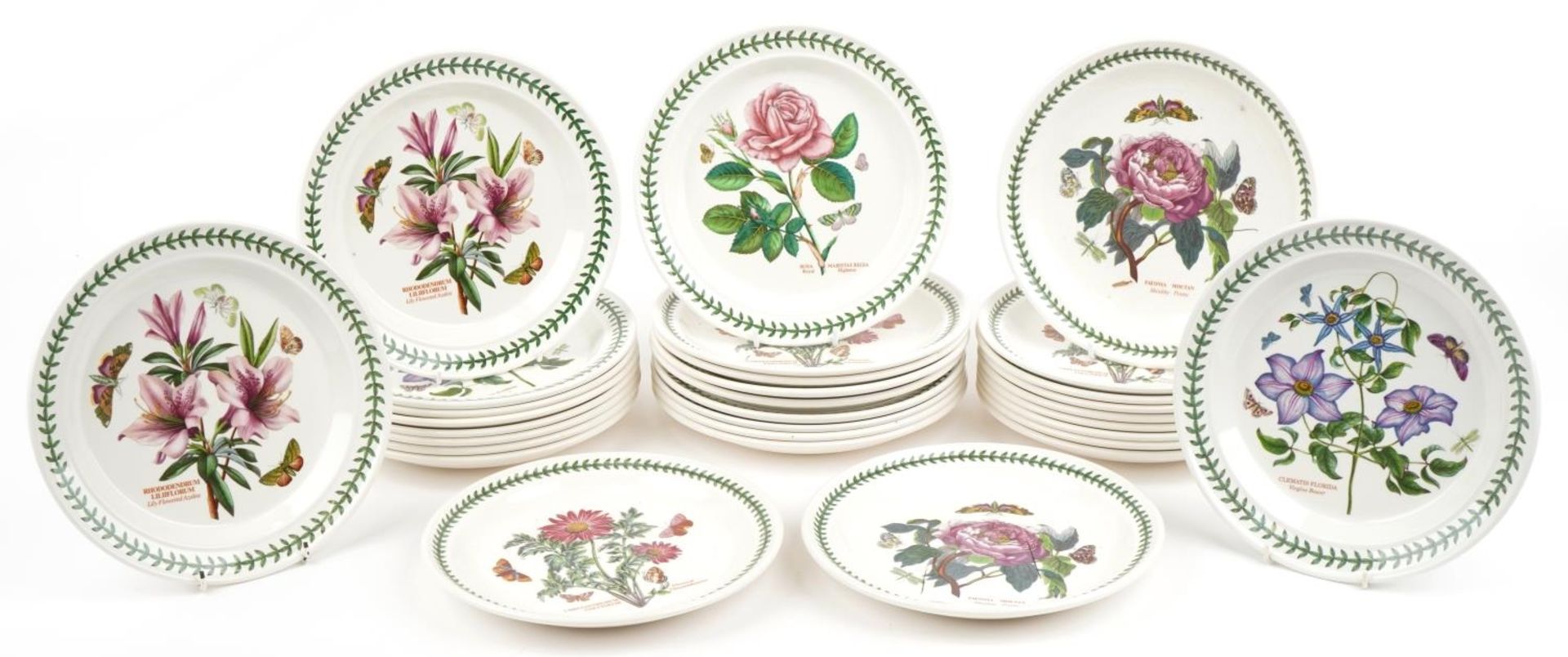 Thirty Portmeirion Botanic garden dinner plates, 27cm in diameter