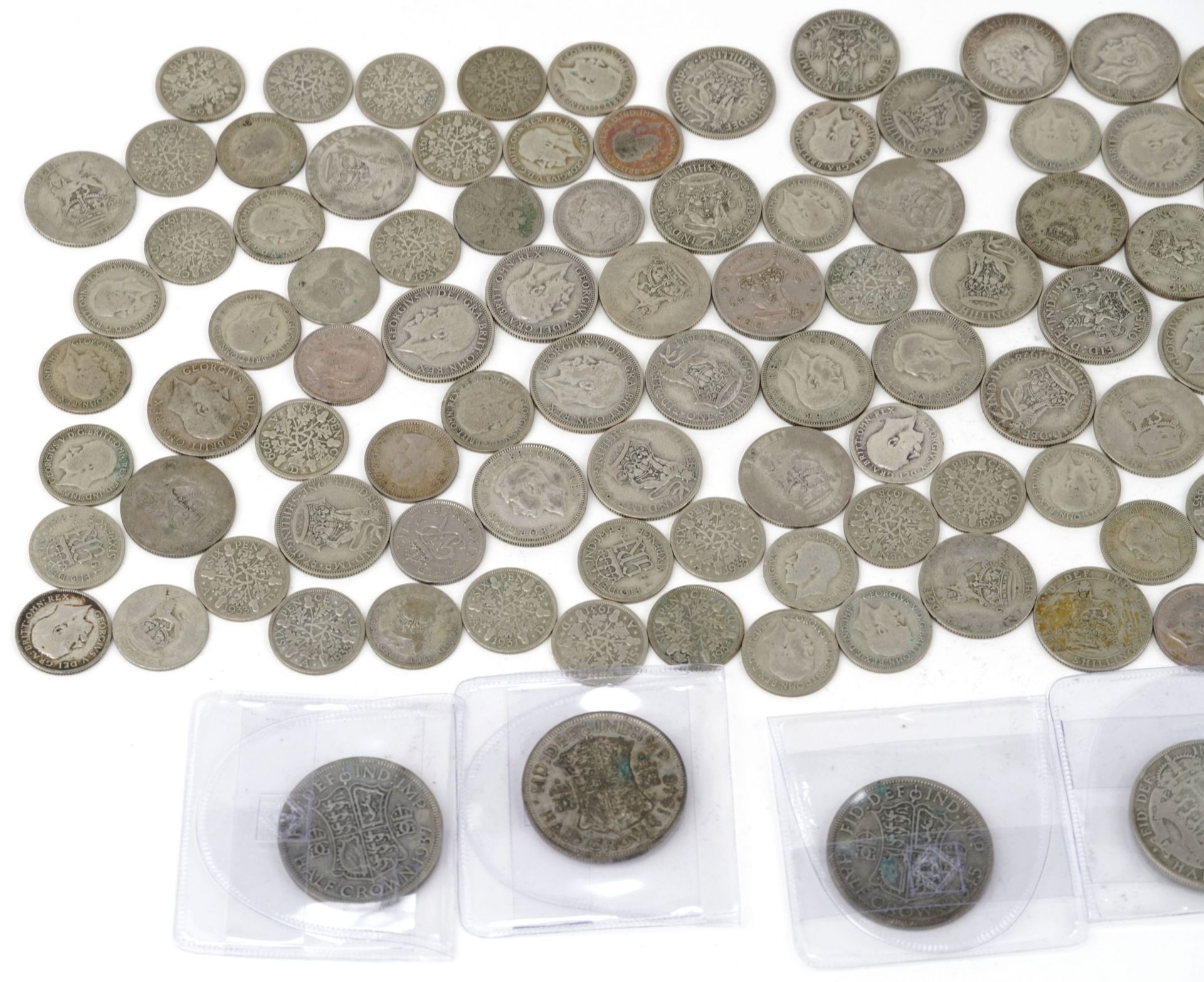 Collection of British pre decimal, pre 1947 coins including half crowns and shillings - Image 2 of 3