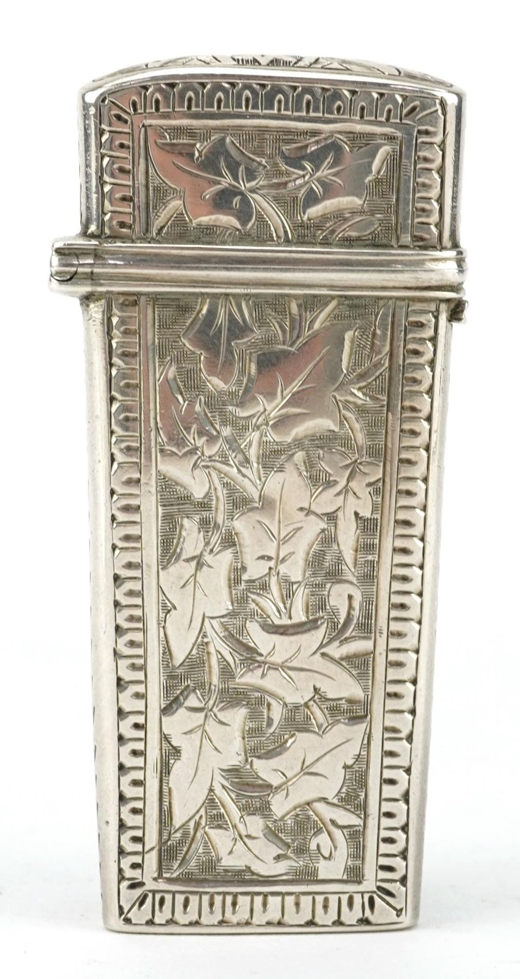 Hilliard & Thomason, Victoria silver needle case engraved with ivy leaves on vines, Birmingham 1878, - Image 2 of 3