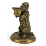 Novelty 19th century bronze circus dog with articulated hat, 9cm high