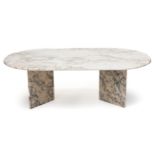 Large contemporary marble coffee table, 43cm H x 135cm W x 75cm D