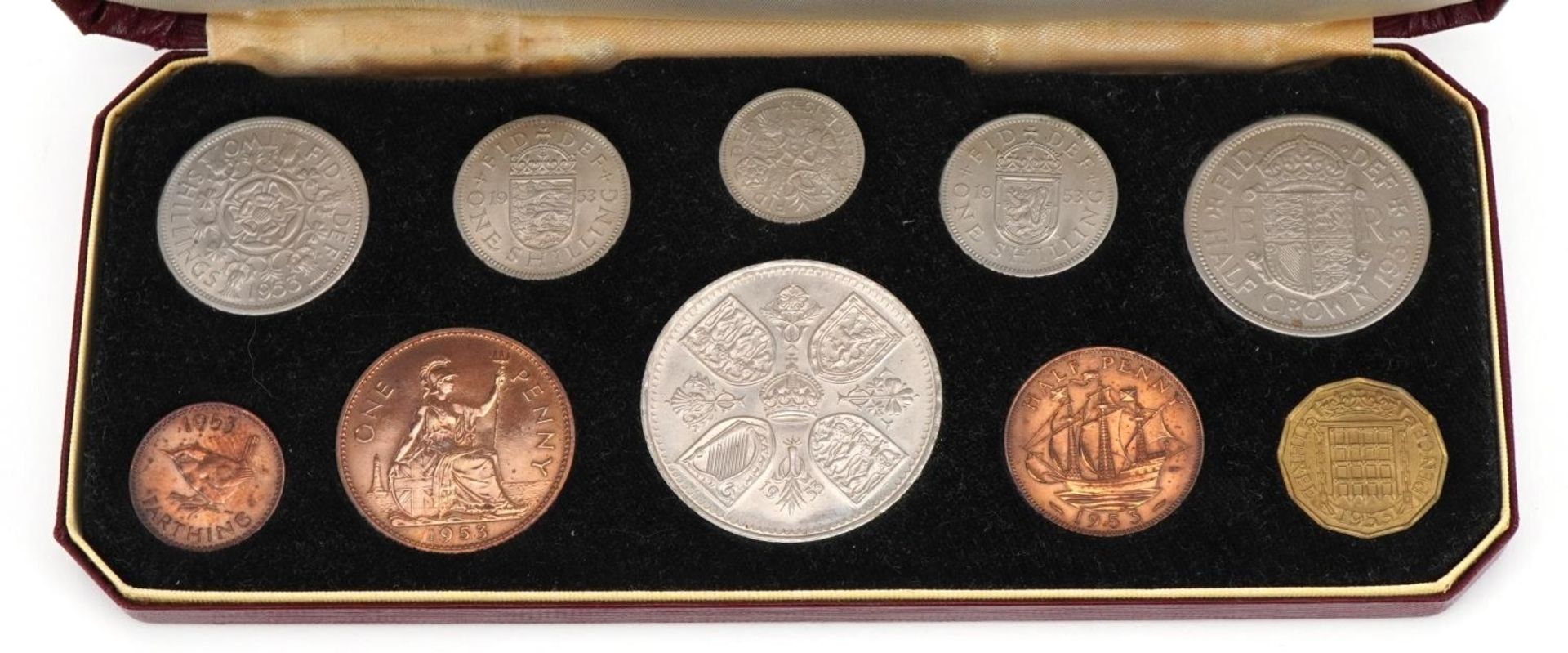 Elizabeth II 1953 Coronation specimen coin set housed in a fitted case - Image 2 of 3