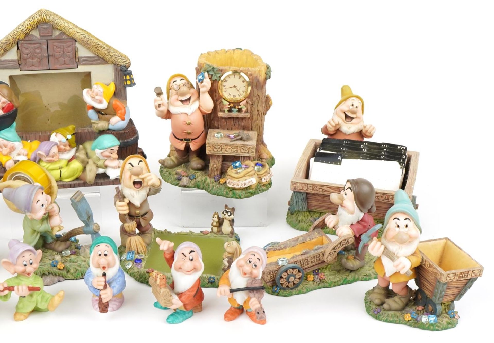 Collection of Walt Disney porcelain Snow White and the Seven Dwarfs figures including snow globe - Image 3 of 4