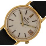 Bulova, gentlemen's gold Bulova Accutron wristwatch with date aperture housed in a Garrard & Co box,