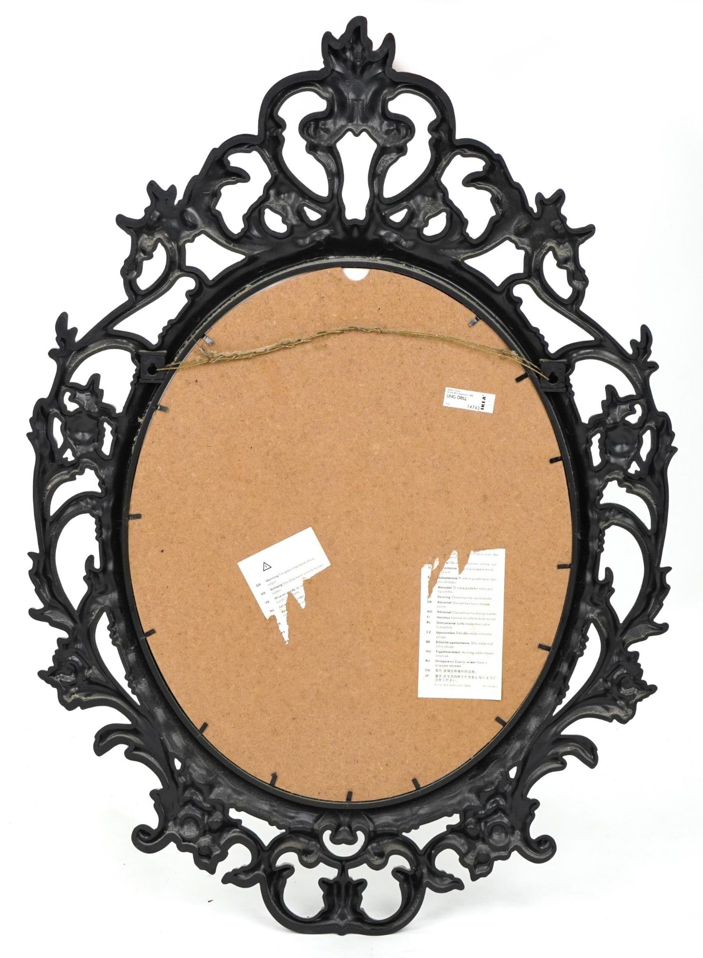 French style black framed wall hanging mirror, 84cm x 60cm - Bild 2 aus 3