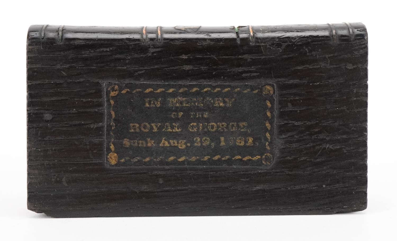 19th century Naval interest treen book made from part of the wreck of the Royal George sunk August - Image 8 of 8