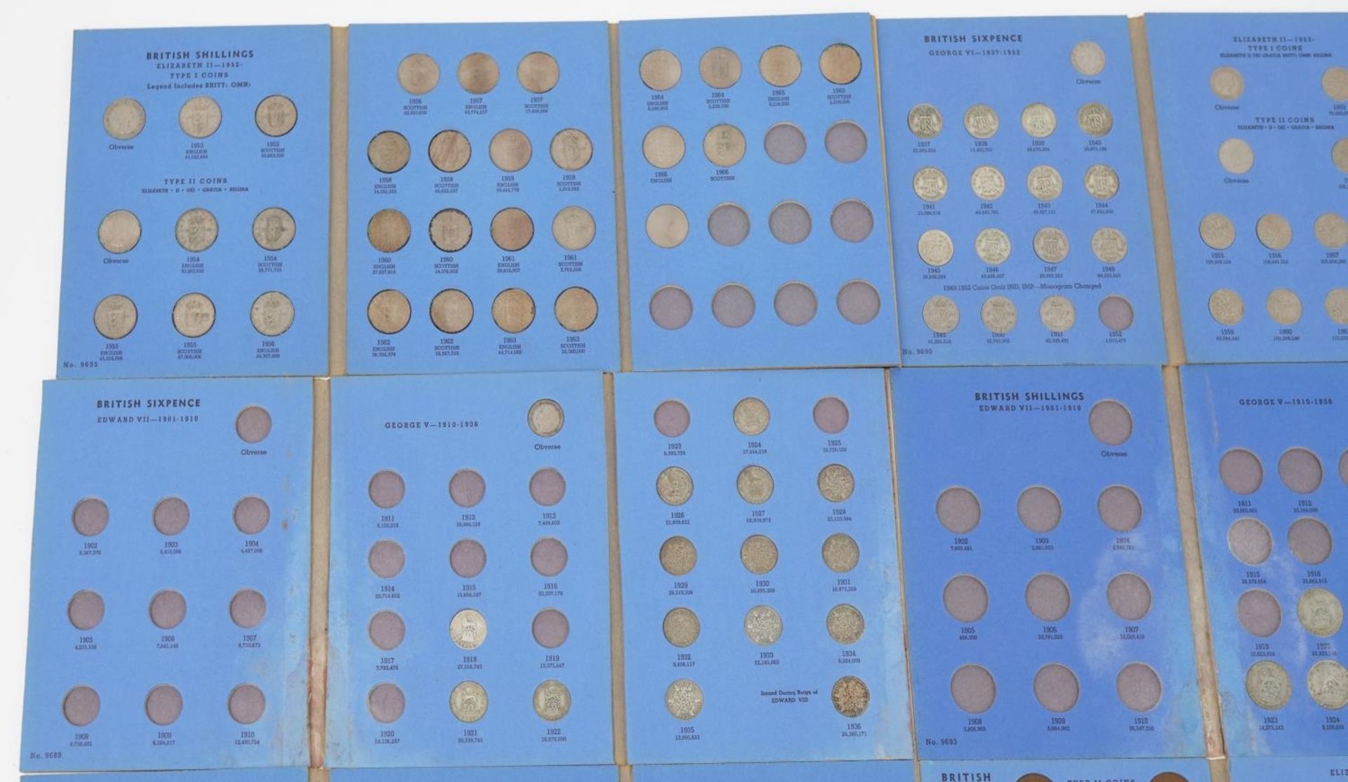 Twelve Great Britain coin albums with various coins, some pre 1947 including half crowns, shillings, - Image 2 of 5