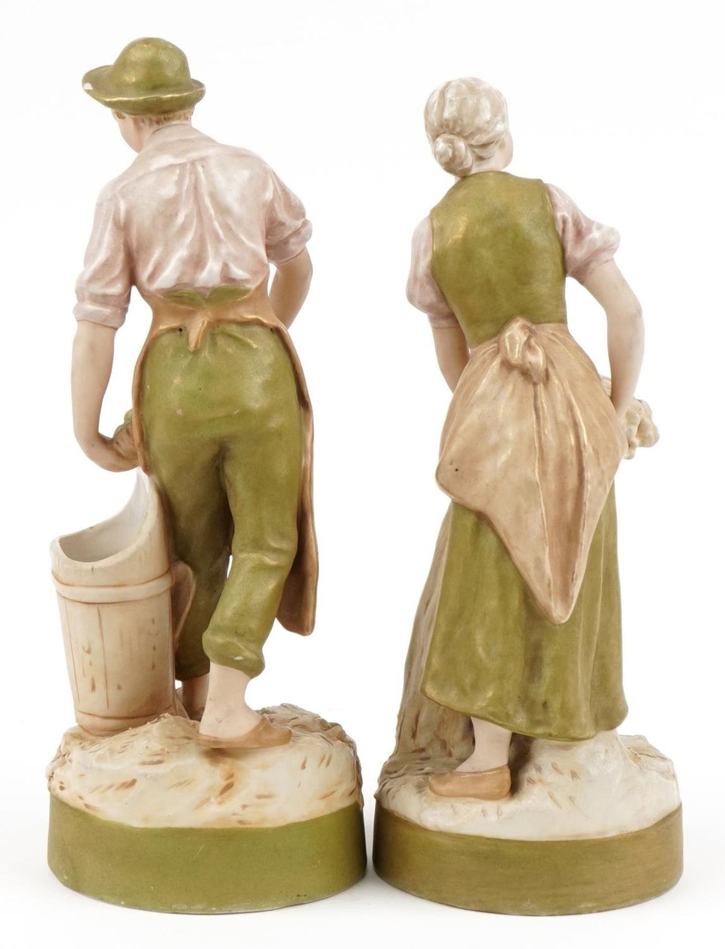 Royal Dux, pair of Art Nouveau Czechoslovakian peasants numbered 2469 and 2470, the largest 29cm - Bild 4 aus 8