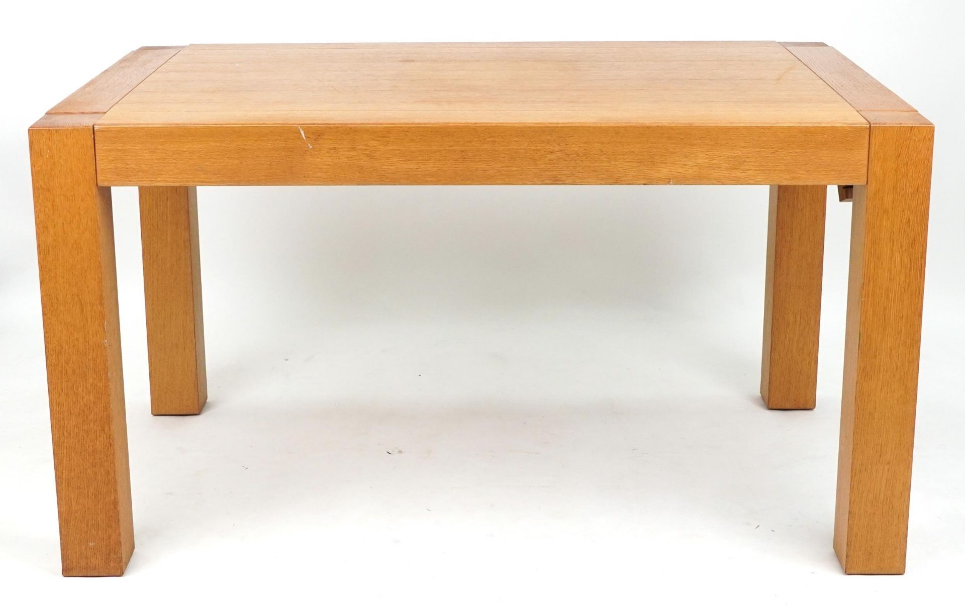 Contemporary light oak G Plan dining table, 76cm H x 142cm W x 90cm D - Image 3 of 4