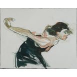 Clive Fredriksson - Study of a female dancing, oil on canvas, unframed, 70cm x 55cm